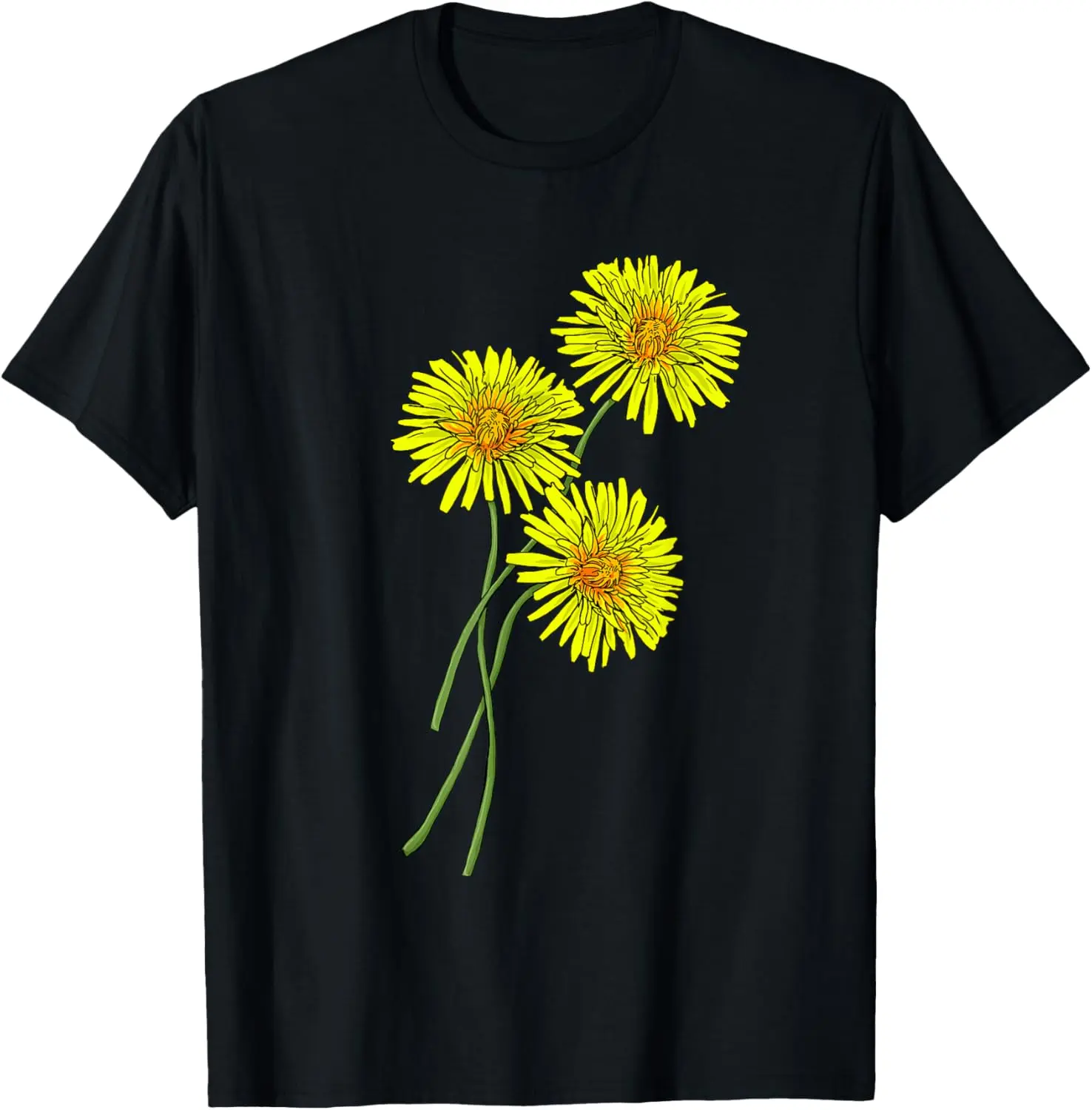 Women's Vintage Graphic Tee with Dandelion & Thistle Print, 100% Cotton Short Sleeve Round Neck Casual Top