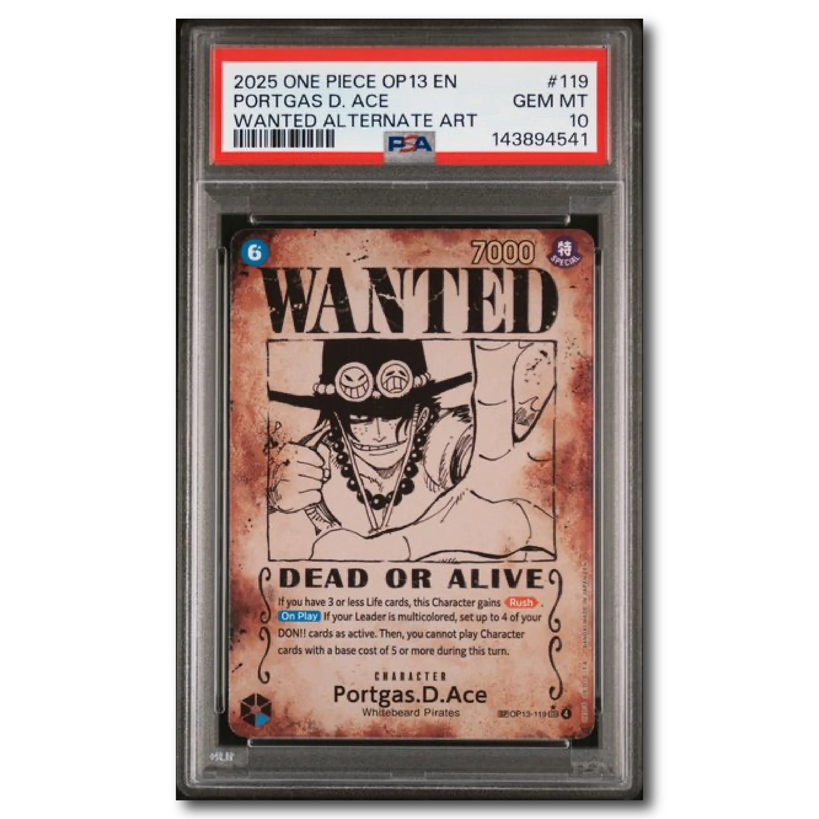 One Piece Portgas D. ace Psa 10