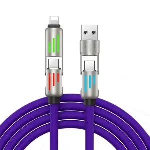 4 in 1 USB Cable, Multipurpose 240W Fast Charging Cable, Multifunctional USB A & Type C Cable for iPhone 16 15 14 13 & iPad & Samsung Galaxy & MacBook