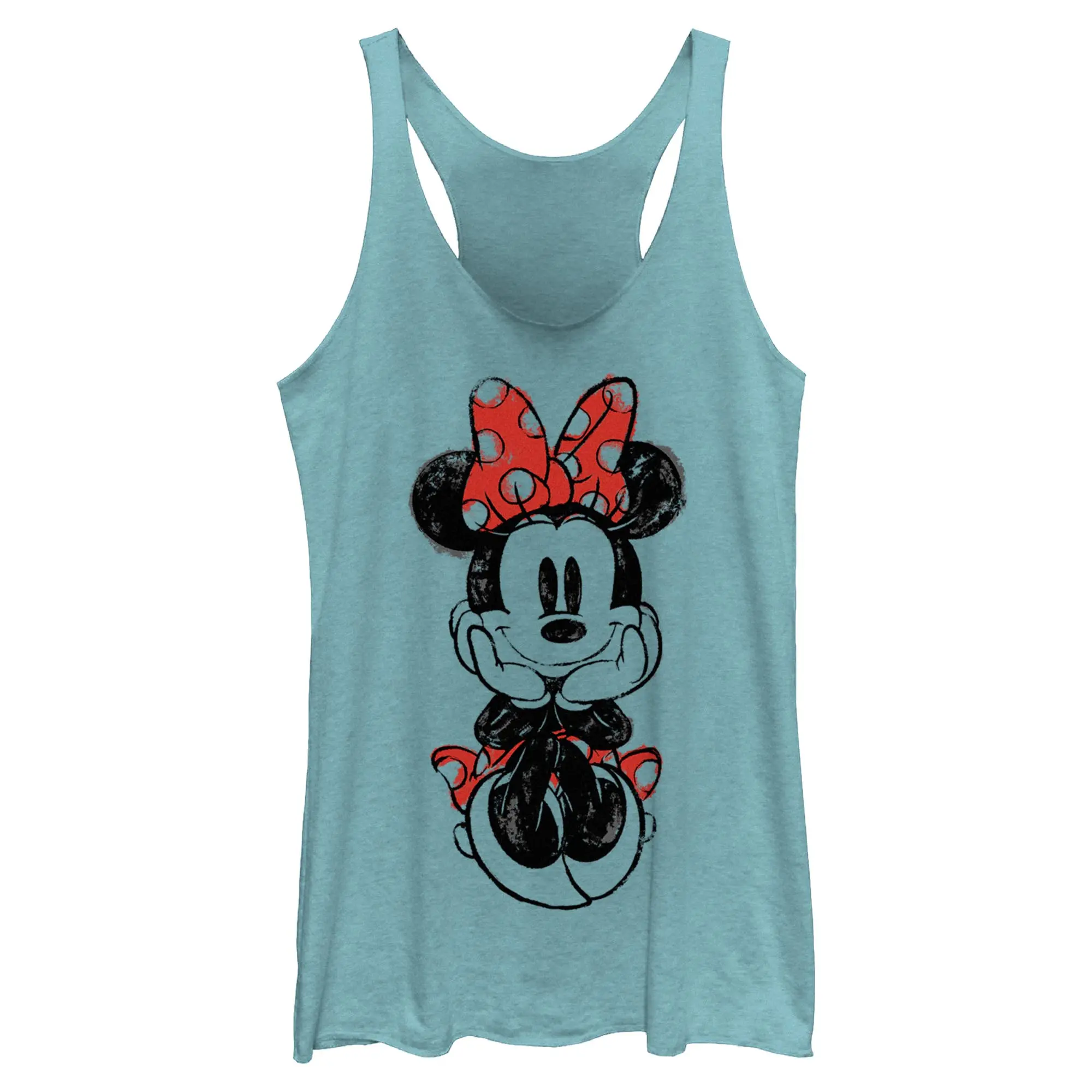 Women's Mickey & Friends Sitting Minnie Sketch Racerback Tank Top