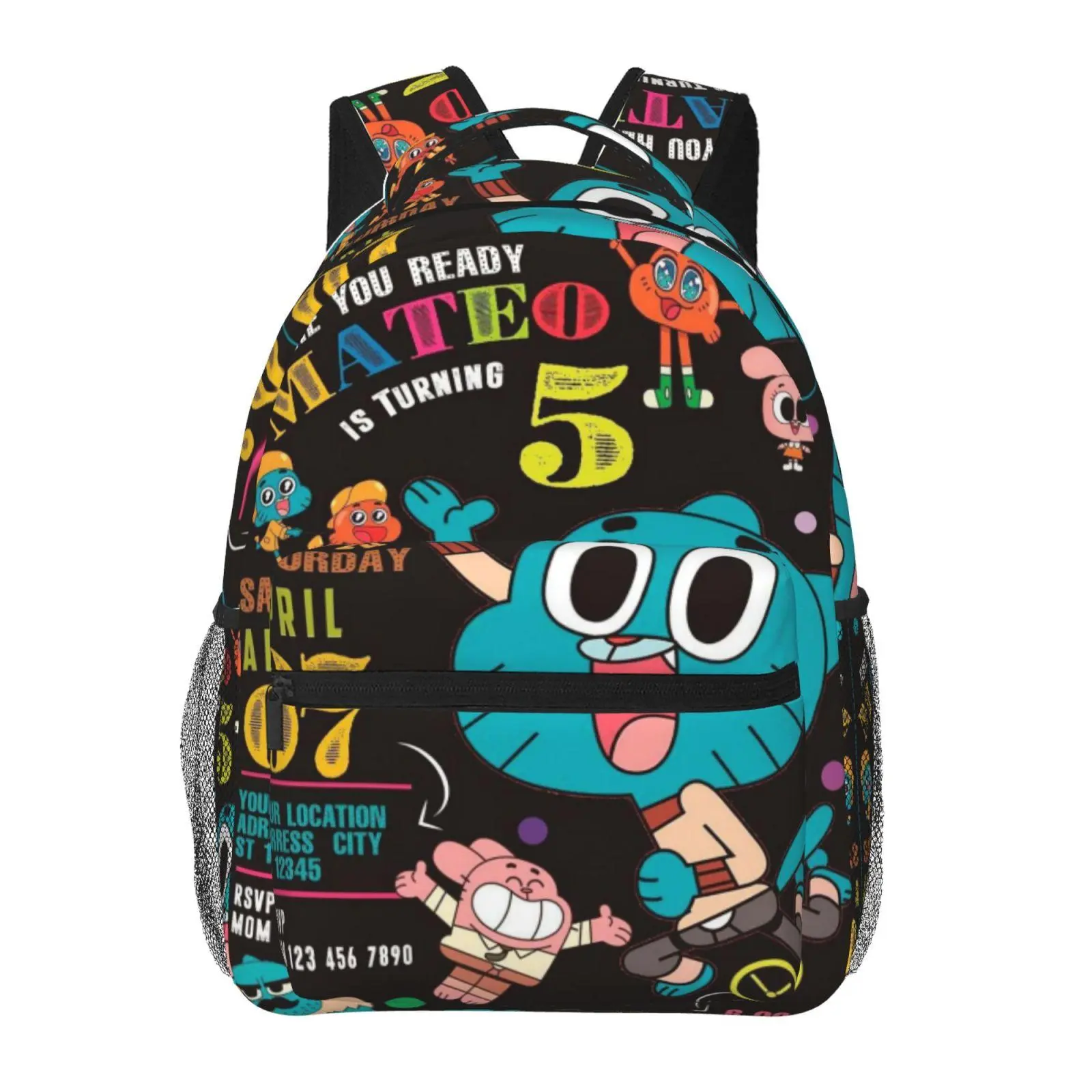 “The Amazing World of Gumball” backpacks for school—large-capacity, exquisite print; “The Amazing World of Gumball” laptop daypacks for campus and daily commutes—durable, casual; “The Amazing World of Gumball” bookbags—gift for teens and students.