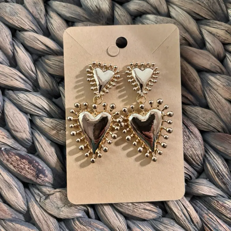 Double Heart Dangle Earrings