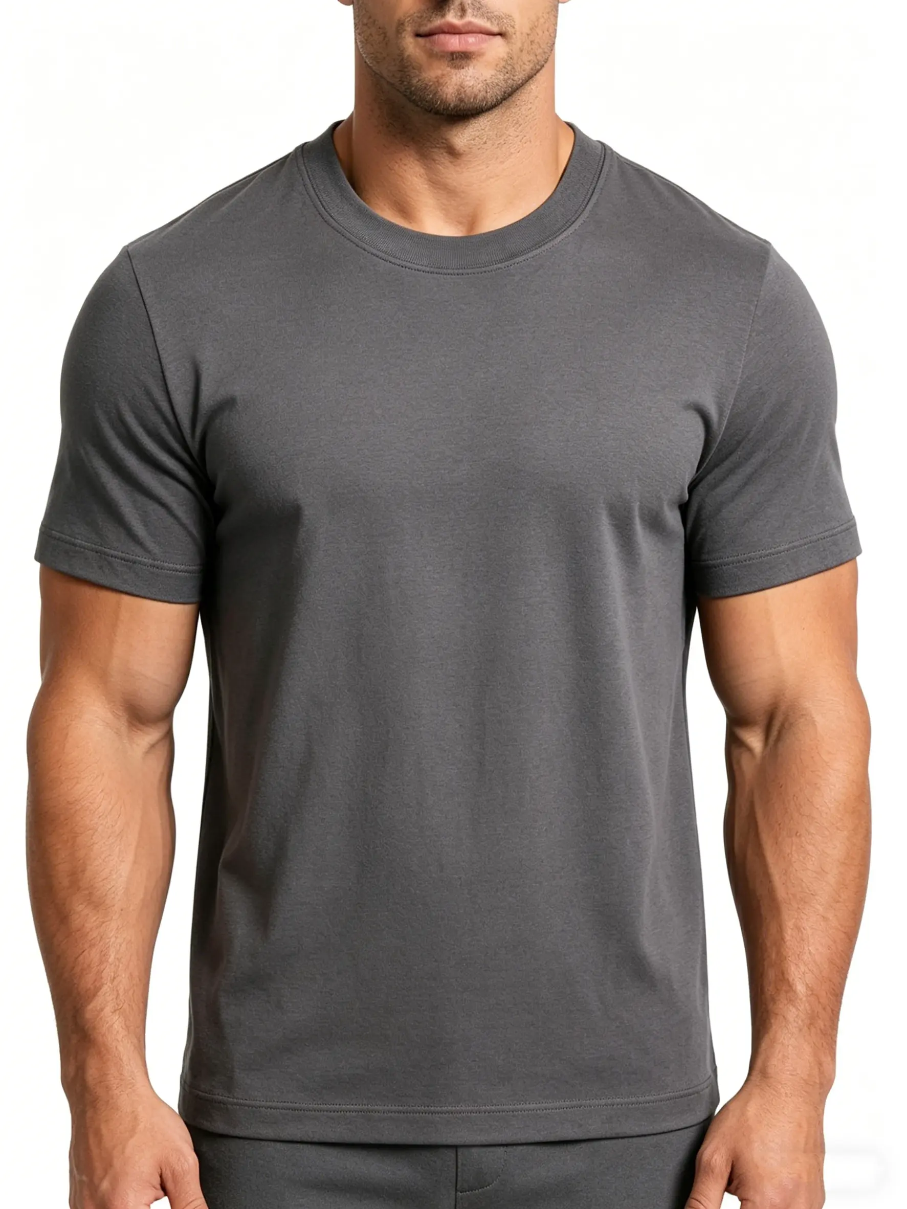 Men's 3-Pack Slim Fit Stretch Plain Round Neck Short-Sleeve Tshirts - Cooling, Breathable, Quick-Dry Sports Tops for Summer Casual Streetwear (Black, Light Gray, White), Tshirt, Three Packs