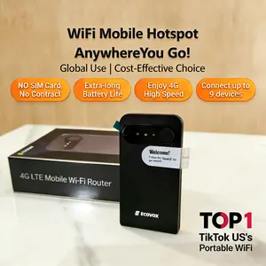 ECOVOX 2026 4G LTE Portable WiFi | No SIM Card No Contract | Multiple Networks 9 Devices | Free 1GB Local Data | Travel Camping RV Essential