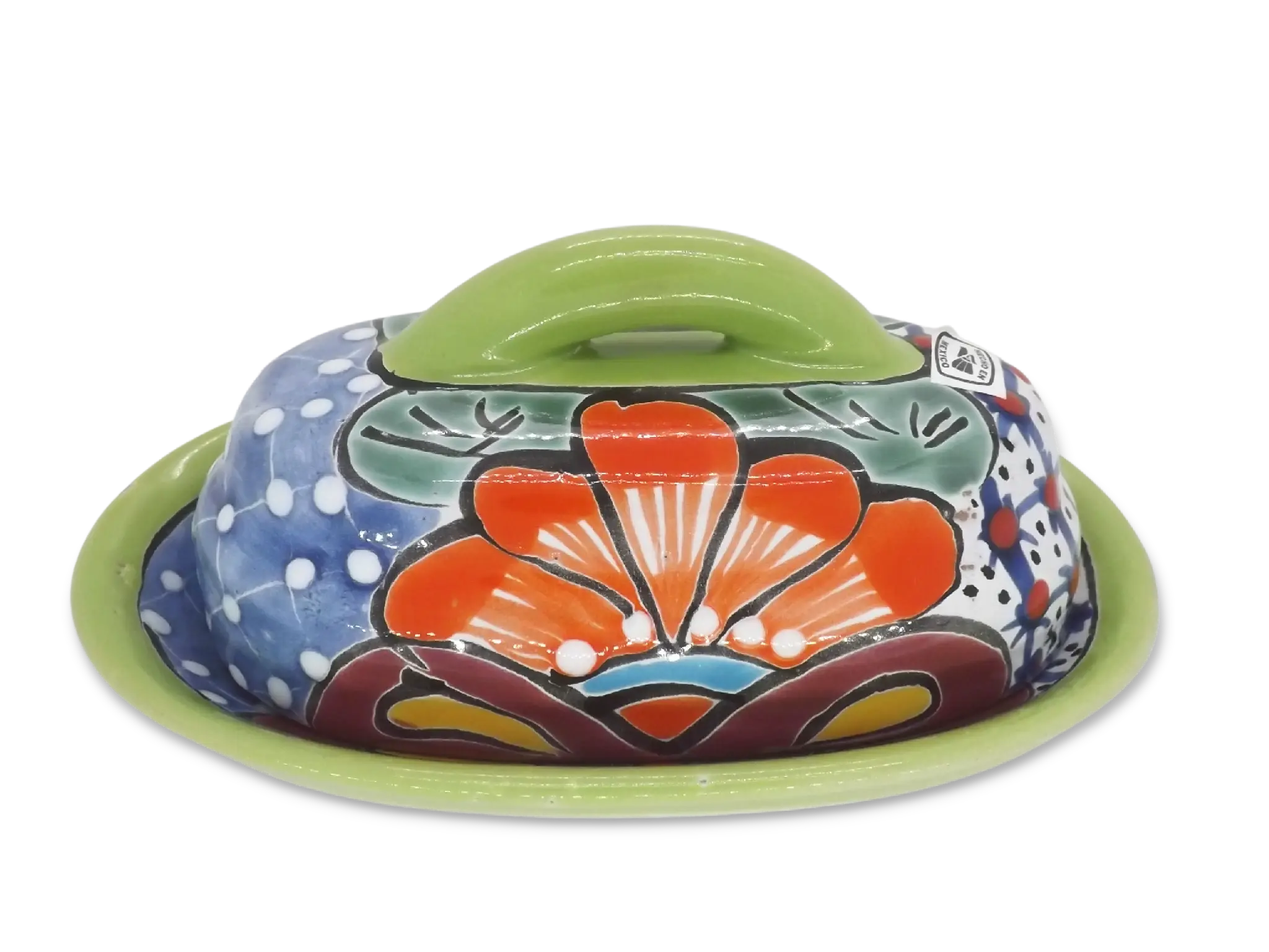 Butter Dish Ceramic Talavera with Lid Hand Painted
