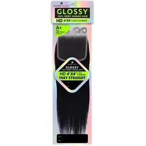 Shake N Go Glossy A+ 100% Remy Human Hair 4x4 HD Lace Closure - YAKY STRAIGHT 10/12"