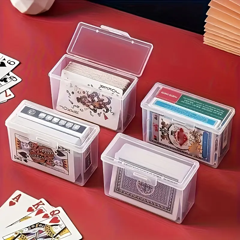 Lightweight Sealed Playing Card Storage Box with Lid Portable Plastic Case For Poker Business Card Desktop Organizer