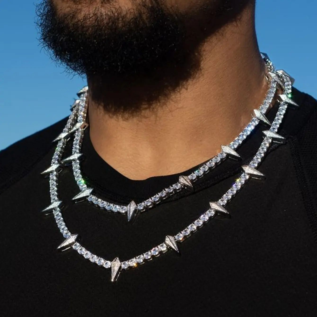 Men's Hip Hop Necklace with Spiked Black Panther Pendant, Punk Rock Rapper Cuban Chain, Fashion Accessory Gift for Parties, Fashion Accessory Necklace, Black Panther Chain Necklaces