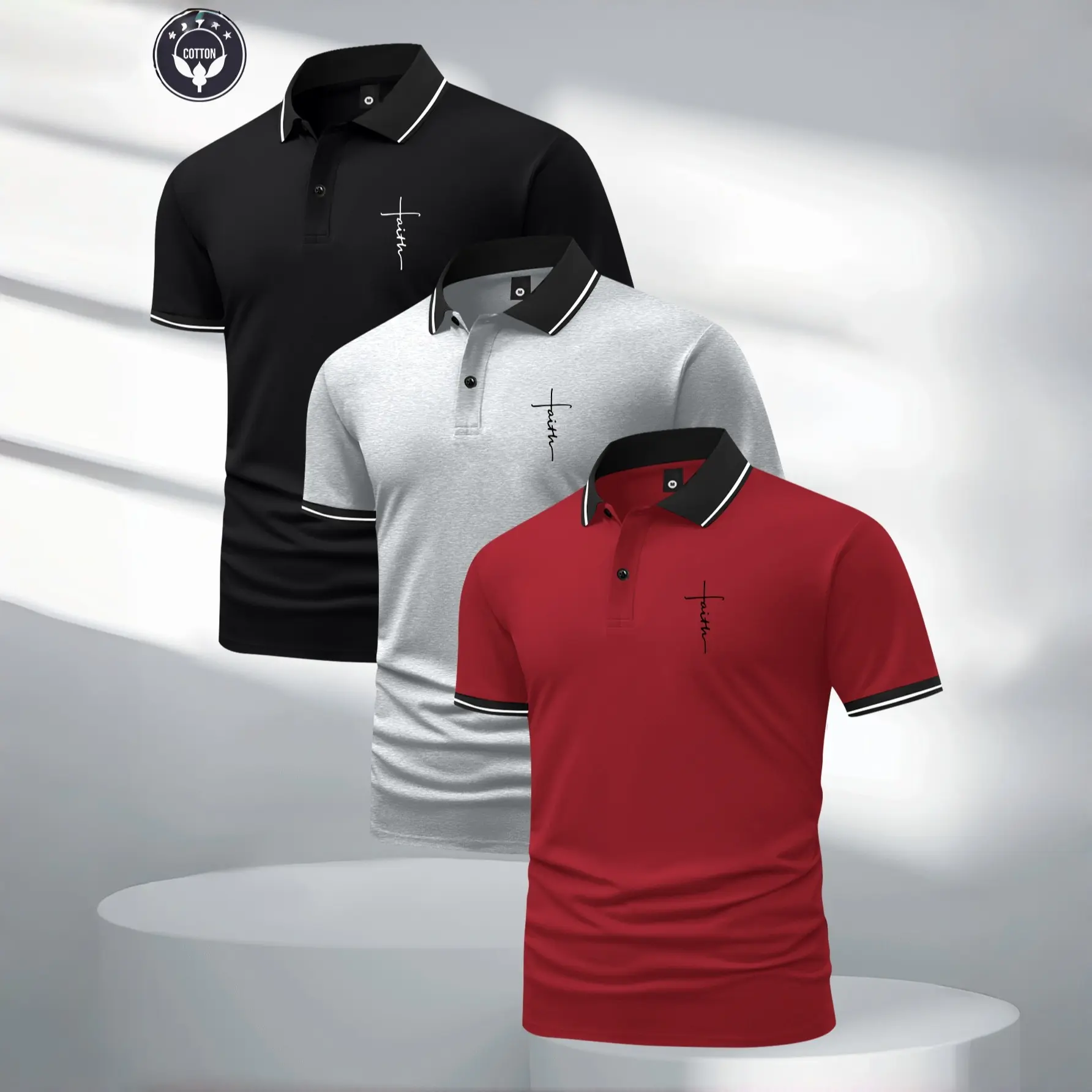 Red + Light Gray + Black