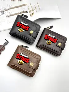 Brawl Stars Logo Pattern Leather Wallet, Trifold Wallets, for Casual Everyday Use, Stylish Mens Accessory, Perfect Gift for Christmas, New Year, Birthday, and Special Occasions, for Trendy Guys and Collectors Looking for Unique Gamer Merchandise