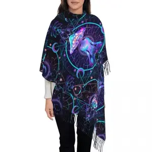 Pashmina Scarf Raves Magic Psychedelic Mushrooms Scarf Wrap for Women Unisex Long Fall Warm Shawl with Tassel Design