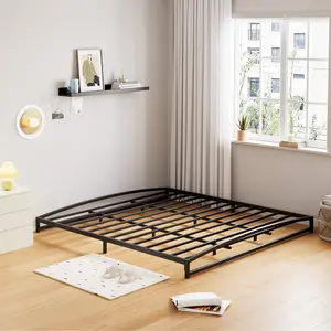 Garvee - 6 Inch Low Bed Frame, King Size Metal Platform with Arch Design, Sturdy Bed Frame, Strong Load Capacity, No Box Spring Needed, Black