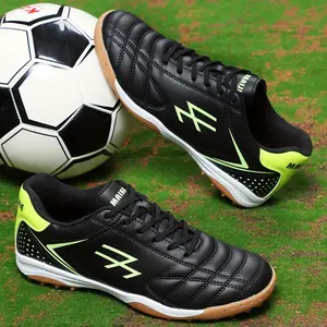 Brand oein Men's Soccer Cleats - Football Shoes with Anti-Slip Rubber Sole, PU Upper, All-Weather traction for Grass/Turf/Artificial Fields - Black with Neon Green Accents - Lace-Up Closure for Secure Fit - Ideal for Professional, Semi-Professional & Casu