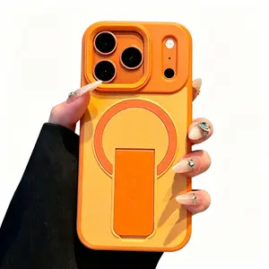 Invisible Folding Bracket iPhone Case, Solid Color Matte Slim Protective Cover, Trendy Minimalist Aesthetic, Fingerprint Resistant Anti-Scratch Anti-Drop Anti-Slip Shockproof Phone Case for iPhone 17 16 15 14 13 12 Pro Pro Max Plus