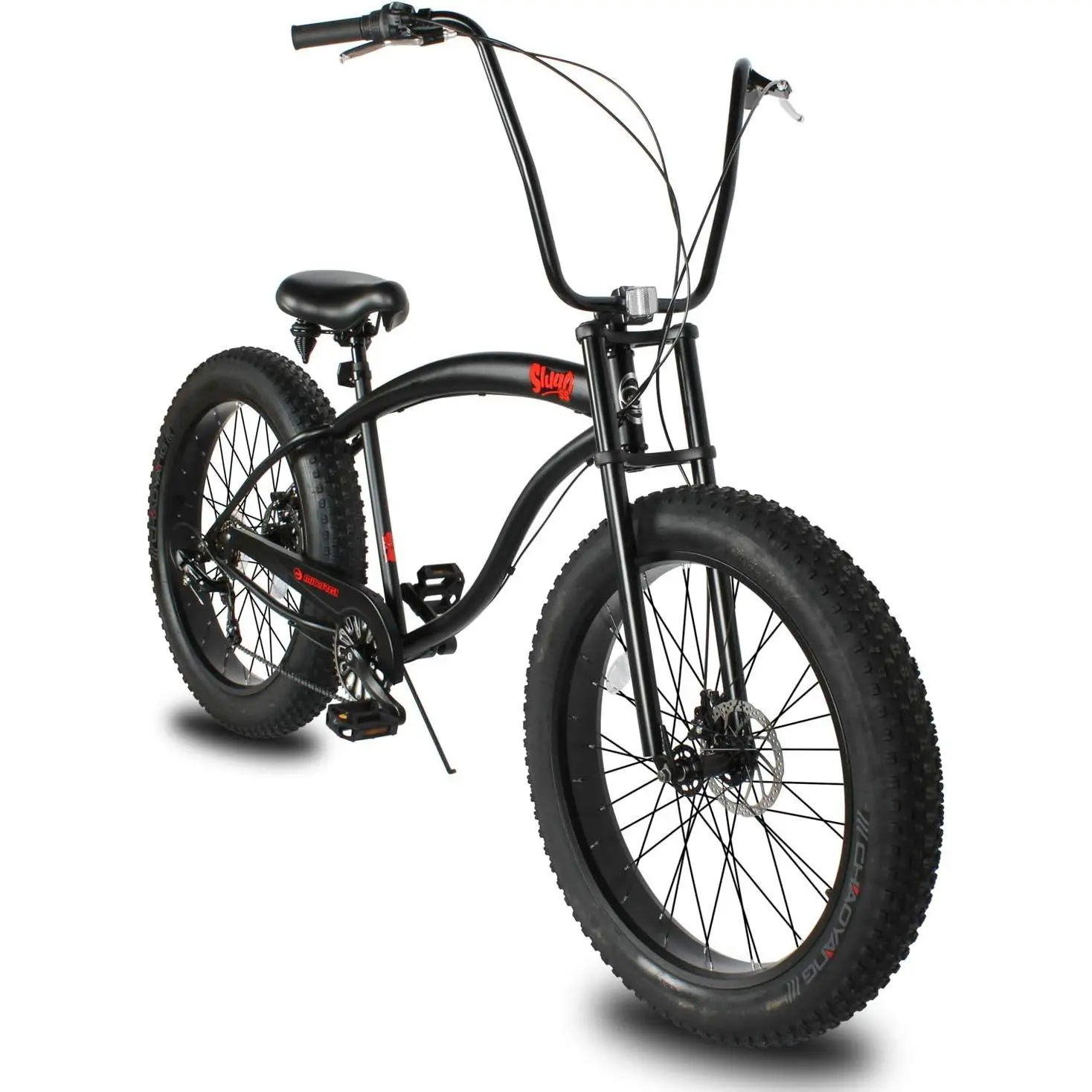 MICARGI SLUGO SS Shimano 7-Speed Fat Tire Cruiser Bike for Mens & Women, DISC Brake, 26x4” Wide Knobby Tires, Hi-Ten Steel Frame, City Country Beach Bicycle speed bike