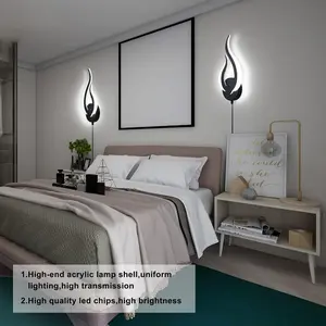 2024 LightessUS Plug in Wall Sconce Set of 2 Dimmable LED Wall Lamps 12W Modern Indoor Wall Lamp Acrylic Wall Lighting with 6Plug in Cord for Living Room Bedroom Stairs, Cool White