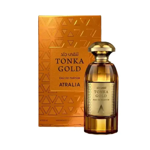 Atralia Tonka Gold Oriental Unisex Eau De Parfum - 100ml (3.4oz), Warm Spicy Fruity Amber Musk Aroma Fragrance, Aromatic Amber Woody EDP Liquid Perfumes, Single Item
