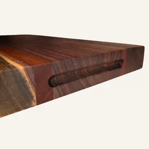 Walnut and Sapele Reversible Cutting Board with Juice Grooves & Grooved Handles