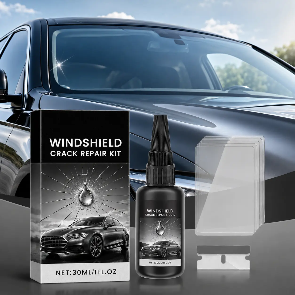 Windshield Crack Repair Kit, 30ml Glass Scratch Repair Adhesive, Quick Fix Restores Clear Vision, DIY Auto Windshield Repair Glue for Cars Trucks RVs