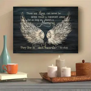 1 Piece Wooden Frame Canvas Painting, Angel Wings, We Can Never Love More Than One Idea, Framed Wall Art Print, for Living Room and Bedroom, Home Decoration, Holiday Gift for Her or Him, Ready to Hang