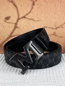1Pcs men's waist belt with letter shaped alloy automatic buckle, 1.38-inch wide ratchet groove belt, embossed letter belt, suitable for daily commuting, outdoor sports, Valentine's Day gifts.