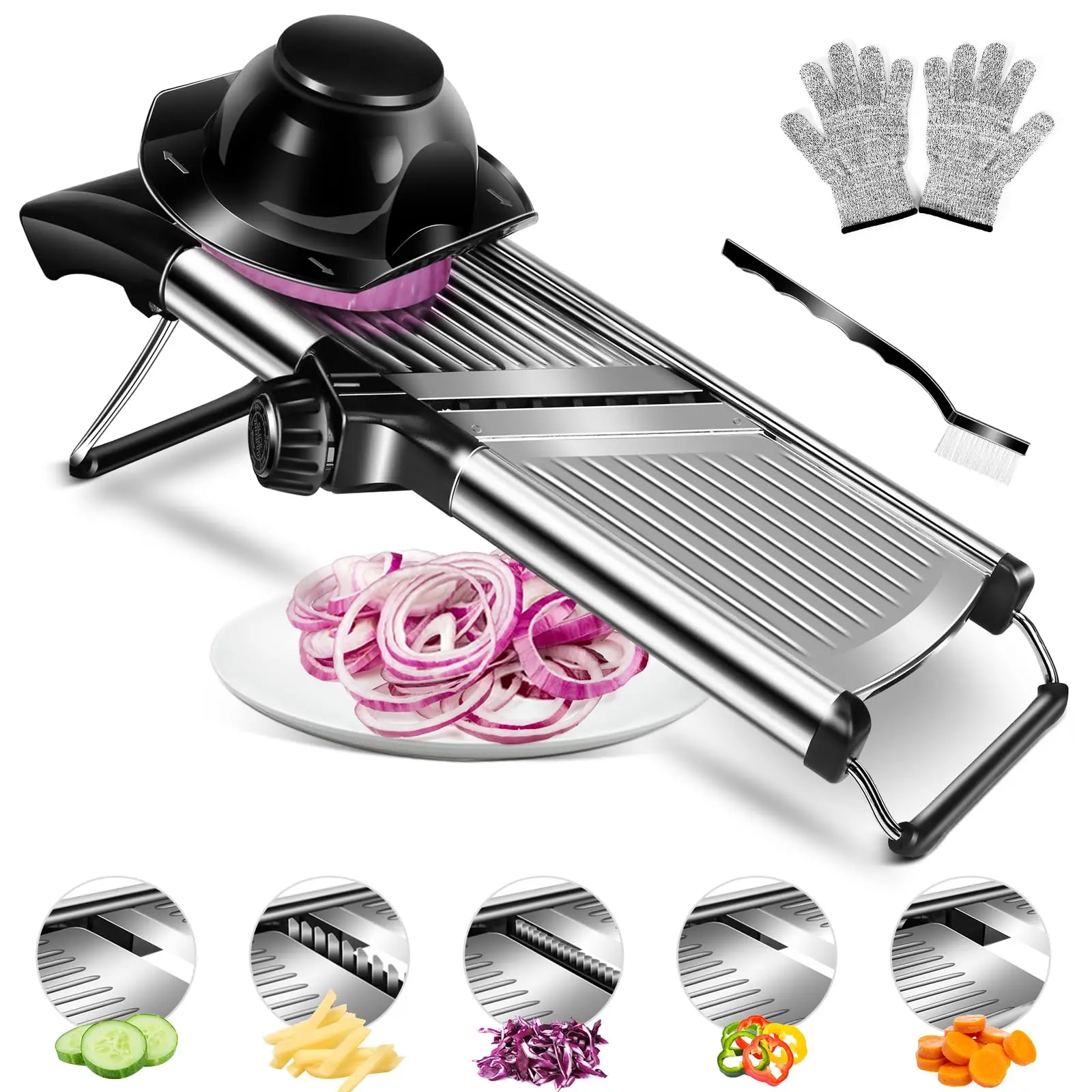 Adjustable Mandoline Food Slicer Vegetable Fruit Stainless Steel Kitchen Mandolin Julienne Slicers For Onion Potato  Tomato Carrot And