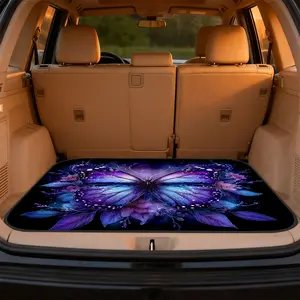 1pc, Vehicle Cargo Mat with Vibrant Cosmic Butterfly graphic, universal trunk liner for SUV, sedan, or wagon, perfect for family travel, pet-friendly trips, business use, and vehicle interior decoration | Vehicle Boot Liner