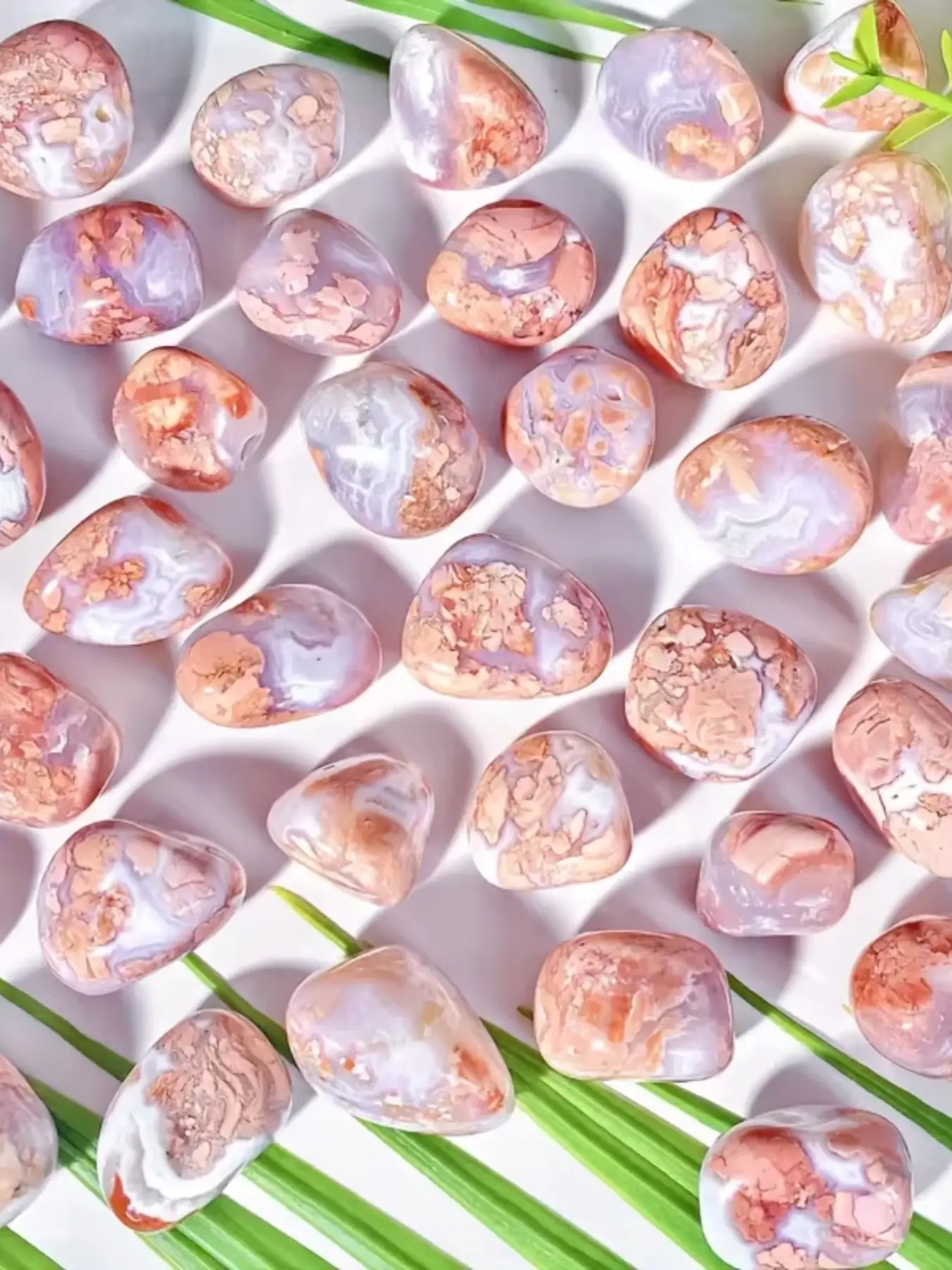 30/50/100g Agate Polished Crystal, Sakura Agate Quartz Stone, DIY Decorative Desktop Decoration, Beautiful Stones, Best Gift for Her, Ornament