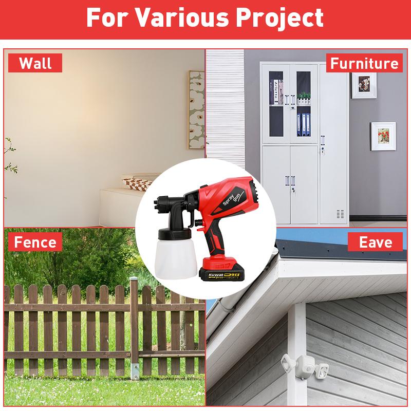 Kuwat High-pressure Spray Painting Machine Electric Vacuum HVLP Spray Gun 3 Modes 800ml Tank Easy Clean for Home Decor Furniture Cabinets Fences Walls Doors Garden