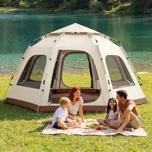 3-4 Person Instant Pop Up Dome Tent with Vestibule Pole, 60s Easy Setup, Waterproof Windproof Portable for Outdoor Hiking Family Backpacking