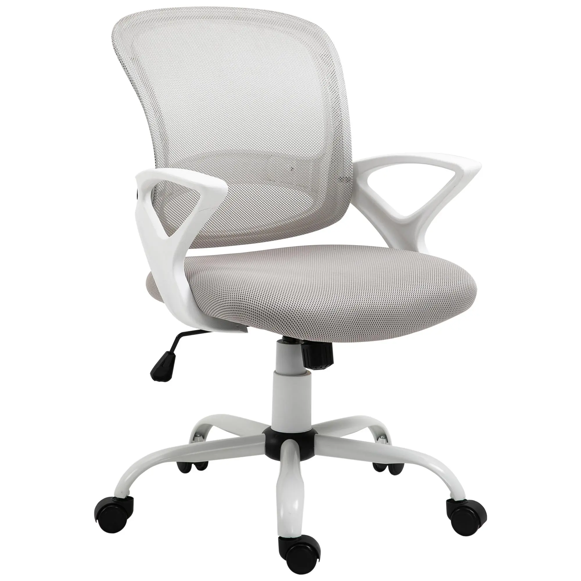 HOMCOM Ergonomic Mesh Office Chair, Swivel Mid Back Computer Desk Chair with  Lumbar Back Support, Adjustable Height, Rocking Function, Rolling Wheels, for Home Office Study, Gray