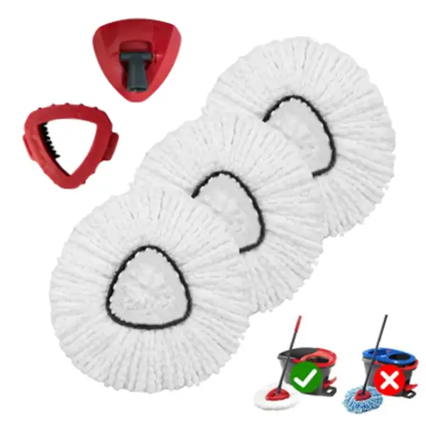 3-Pack Reusable Mop Head Replacement for O Cedar Easywring 1-Tank System, Microfiber Spin Mop Refills Compatible with Vileda 2-in-1 Turbo Triangle Bru