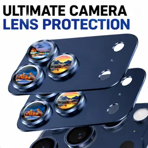 iPhone 17 Pro Max Camera Lens Protector 2-Pack – Metal Alloy Tempered Glass, Shatterproof & Case Friendly (Blue)