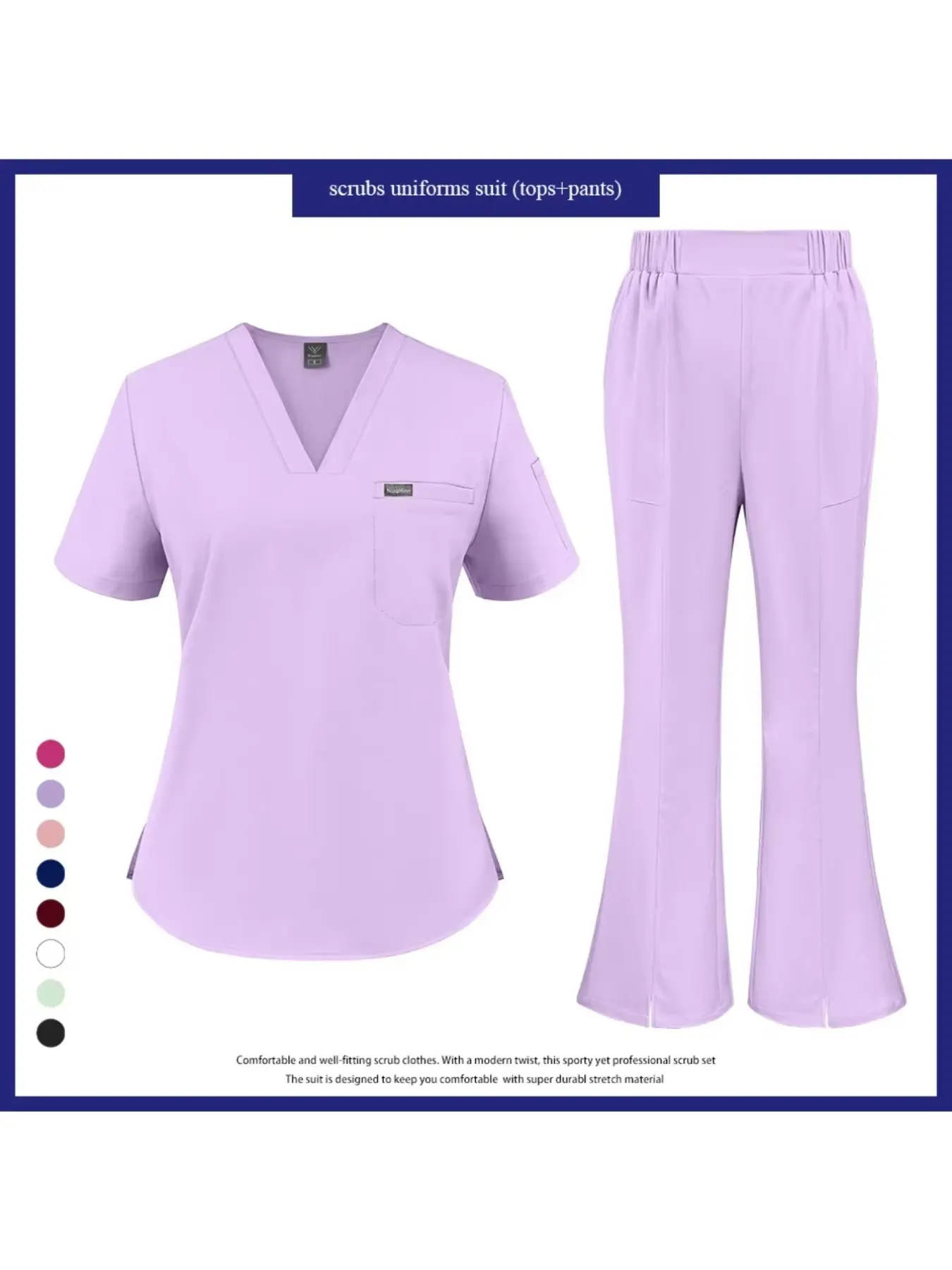 women’s 4-Way Stretch Scrubs Durable Pet Care & Nursing Uniforms Spandex Elastic Workwear