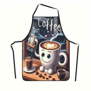 Coffee  Pattern Polyester Apron, 1 Count Unisex Cooking Apron,Valentine's Day Gift, Apron for Women,Cool Apron for Women,Mother's Day Gift,Nails Design Tool, Nails Art,Nails Ideas,Kitchen Accessory