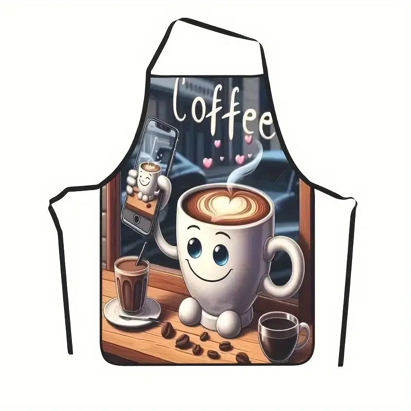 Coffee  Pattern Polyester Apron, 1 Count Unisex Cooking Apron, Apron for Women,Christmas Gift,Breathable Kitchen Aprons,Apron for Cooking,Cleaning Tool