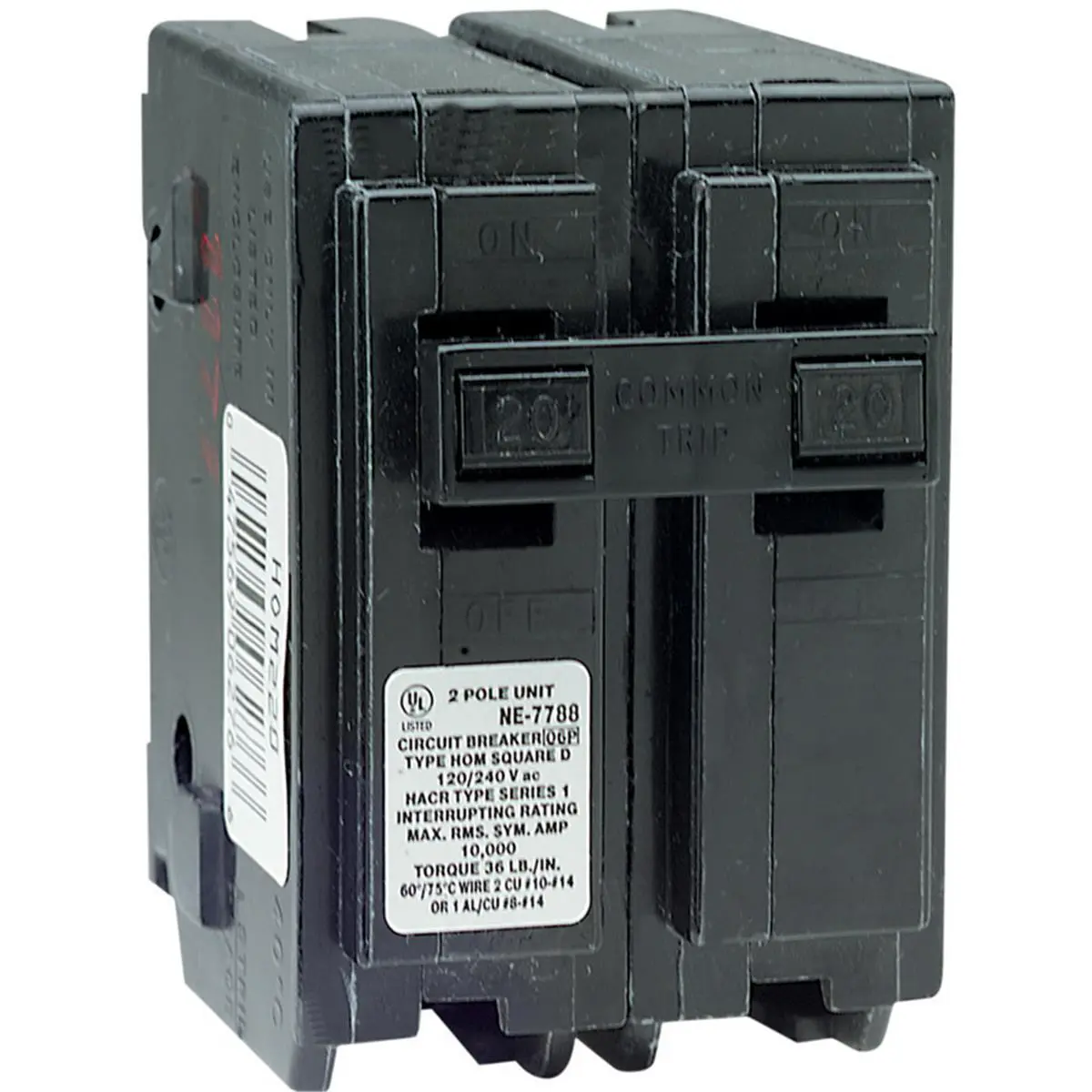 Schneider Electric USA Homeline Plug-On Circuit Breaker - 2 in., 50 A, 2 Pole Unit, compatible with Homeline load centers, easy to install, high quality construction, 120/240 Volts, 50 Amps