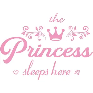 Wall Decals Princess Sleep Here Removable DIY Mural Art Words with Flower Quotes Vinyl Stickers for Kids Girls Bedroom Living Room Nursery Home Background Decoration