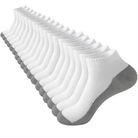 Women's & Men's 18-Pair Plain Cotton Ankle Socks, Invisible Low-Cut Sweat-Wicking Athletic Work Socks, Underwear for Women Compatible, All-Day Ease