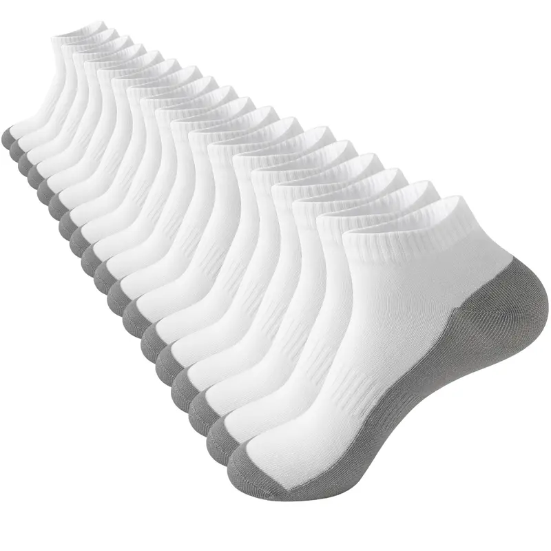 Women's & Men's 18-Pair Plain Cotton Ankle Socks, Invisible Low-Cut Sweat-Wicking Athletic Work Socks, Underwear for Women Compatible, All-Day Ease