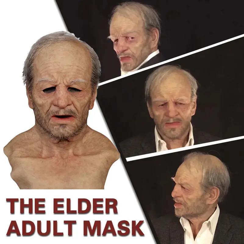 Funny Mask, 1 Count Soft Grandpa Adult Full Coverage Holiday Party Headwear, Party Mask for Men & Women, Latex Mask