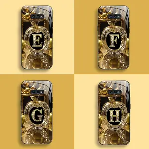 Suitable for [Galaxy S10e] New high-end letter glass mobile phone case New business simple metal paint electroplated glass mobile phone case Affordable price Anti-drop and anti-fingerprint 995