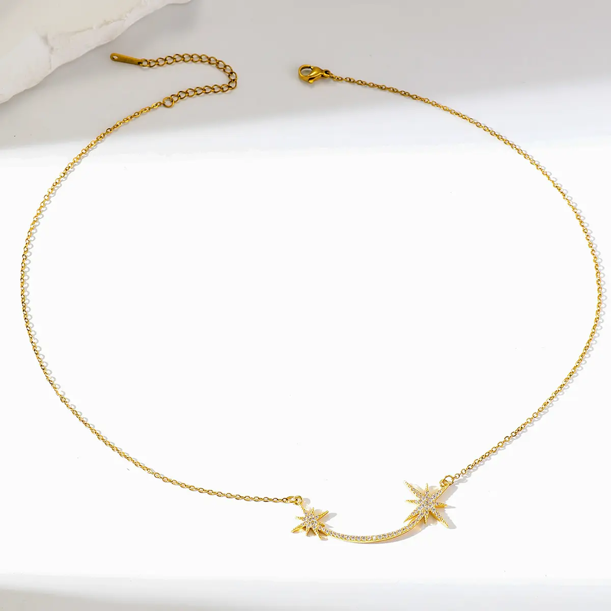 Dainty Choker Necklace for Women with Smiling Star Pendants, Gold Color Chain for Layering, Best Friend Gift