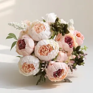High Realism Peony Ball Flower Decoration Set, Wedding Party Home Floral Arrangement, Holiday Festive Fake Bouquet, Living Room Table Decor Gift, Artificial Flower Arrangements