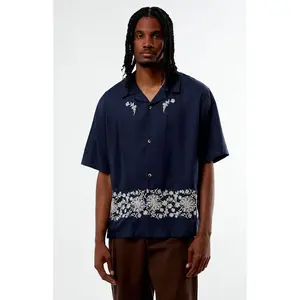 Pacsun Men's Navy Remi Oversized Resort Camp Shirt