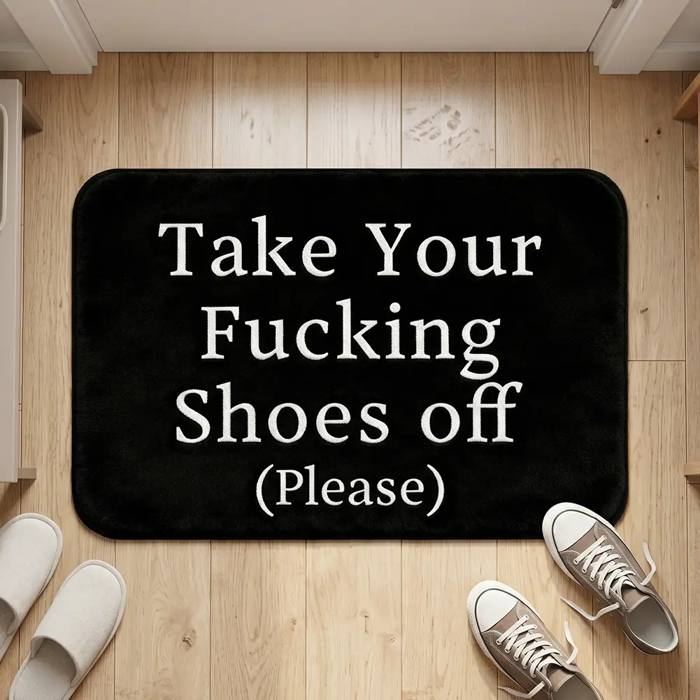 Funny Take Off Your Shoes Non-Slip Doormat - Soft Machine Washable Rug, Floor Mat - Household Items Decor for Living Room - Comfortable Father's Day Gift