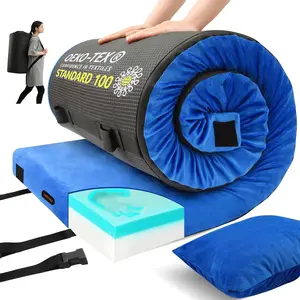 Memory  Camping Mattress pad, Comfortable Thick Floor Sleeping Mat for Adults with  and Non-Slip Bottom, Portable Roll Up Mattress for Sleepover Guest, Mad for  Camping
