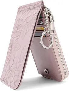 VIVIY Slim RFID Leather Card Holder & Wristlet for Women - Compact Wallet with Zip Pocket & Keychain - 6 Credit Card Slots, 1 ID Window, 1 Cash Compartment - Perfect Gift for Anniversaries, Birthdays, Christmas