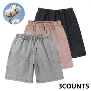 LIFE KEEPS MOVING 3/1 piece washed solid-color shorts — summer unisex street-style fashion washed cotton shorts; comfortable, versatile basic washed old-school shorts; casual, comfortable shorts; street retro drawstring shorts