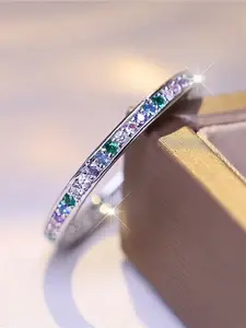 Geometric Rings Synthetic Zirconia Inlay Exquisite Design sense Sparking Fashion Versatile Design Engagement Ring Daily Wear Jewelry Accessory for All Seasons for Women & Girls